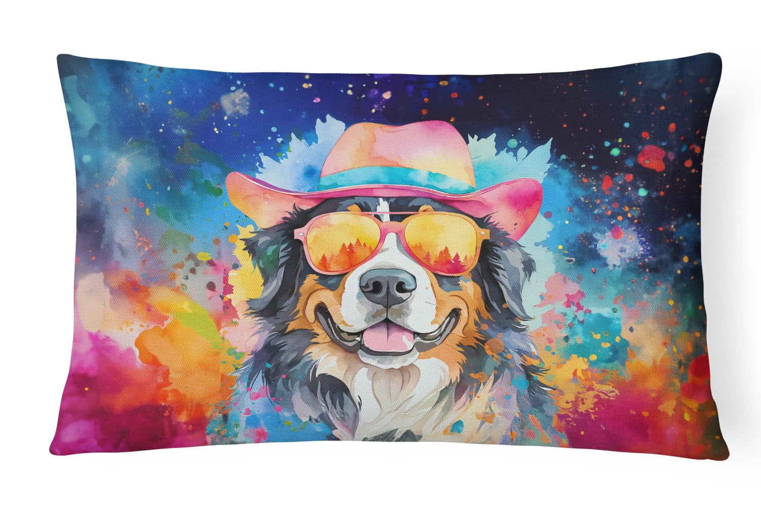 Golden Retriever Hippie Dawg Fabric Decorative Pillow 12 in x 16 in