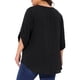 thumbnail image 4 of Blusa casual de verano para mujer de tallas grandes Agnes Orinda con mangas de pétalo, dobladillo curvado y cuello redondo, 2X, negra., 4 of 8