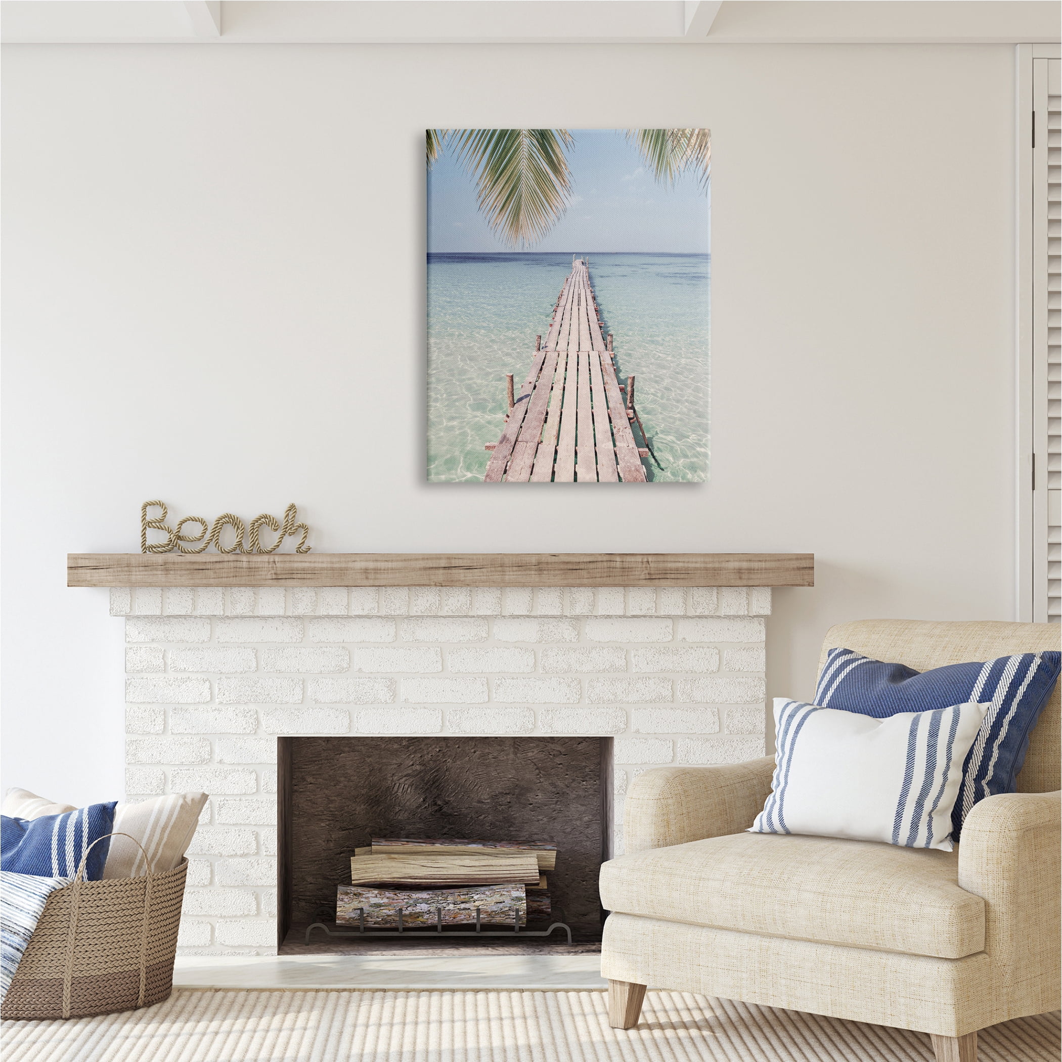 Stupell Industries Tropical Dock on Beach Nature Photography Gallery Wrapped Canvas Print Wall Art, 30 x 40