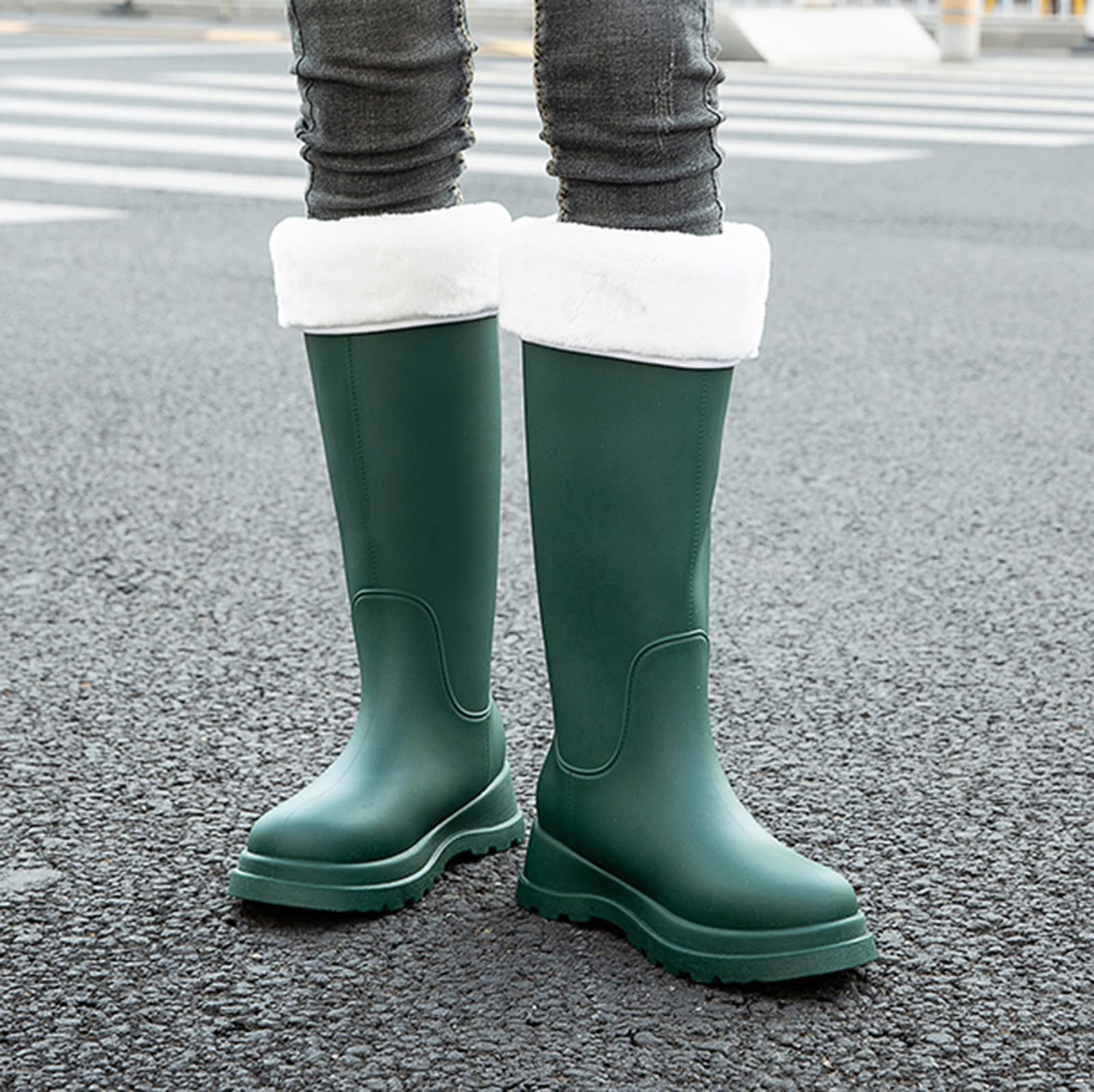 AUXDIQ Rain Shoes Women Mid-calf Boots Waterproof Rain Boots Outdoor Garden Shoes