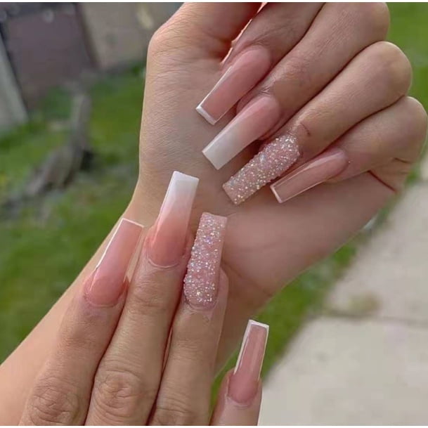 24 piezas de uñas postizas decoradas cuadradas medianas cortas realistas con pegamento Deng Xun unisex
