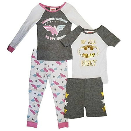 

Komar Kids Wonder Woman Is My Hero Girls 4-Piece Cotton Pajamas Sleepwear Set with Shorts and Pants (4T)
