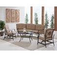 thumbnail image 4 of Hanover Traditions 4-Piece Patio Set with Cast-Top Coffee Table, Crescent Sofa and 2 Cushioned Rockers in Tan, 4 of 13