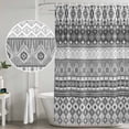 thumbnail image 4 of Grey White Boho Shower Curtain Set - Extra Long 72" x 96" Washable Bathtub Curtain with 12 Hooks, Vintage Ethnic Tribe Abstract Art Waterproof Fabric Stall Shower Curtains for Bathroom/Bathtub Décor, 4 of 6