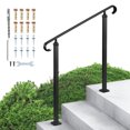 thumbnail image 1 of VEVOR Handrails for Outdoor Steps, 2-3 Step Adjustable Height, Carbon Steel Transitional Handrail with Installation Kit, Exterior Hand Railing for Steps, Concrete or Wooden Stairs, Porch, Matte Black, 1 of 9
