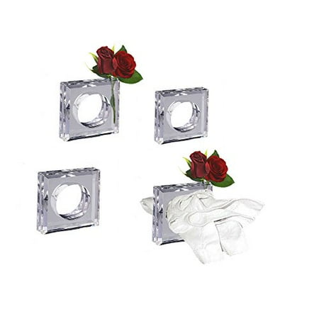 Clear Napkin Rings Clear Acrylic Napkin Rings Flower Vase Set of 4, Great Gift! 2 in 1, Great for Fresh or Silk Flowers. Holiday Table Settings By Decor Hut ()