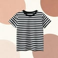 thumbnail image 4 of Boys Striped T Shirt Short Sleeve Black 100% Cotton Crew Neck Tee for Kids 2-10 Years Comfortable Durable,Size 4-5 T, 4 of 4