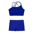 thumbnail image 3 of Sxiwei Kids Girls' 2 Pieces Dance Outfit Sport Crop Top Bra with Shorts Set Sports Workout Gymnastics Royal Blue 3XL, 3 of 7