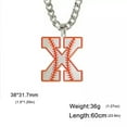 thumbnail image 7 of Baseball Initial A-Z Letter Pendant Necklace Cuban Chain Stainless Steel Jewelry, 7 of 7