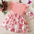 thumbnail image 4 of MEZZALL Children Girls Fly Sleeve Flowers Prints Bowknot Dresses Summer Beach Sundress Headband Suit Cute, 18-24 Months, 4 of 9