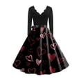 thumbnail image 5 of Valentines Day Dresses Fit and Flare Dress with Heart Print Pattern Waist for Women Vintage Black 3XL, 5 of 5