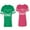 Men Green / Women Pink, variant on King Queen Ear Unisex Couple Matching Cotton Jersey style T-Shirt Contrasting stripes on sleeves (Men Green / Women Black) (Men S / Women S)