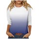 thumbnail image 2 of Fiudx Ofertas Flash Del Día Solo En Línea Top de Cuello Redondo de Manga Corta con Estampado Degradado de Color Sólido y Manga 3/4 para Mujer, 2 of 3