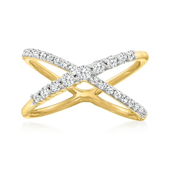 Ross-Simons 0.50 ct. t.w. Diamond Crisscross Ring in 14kt Yellow Gold, Women's, Adult