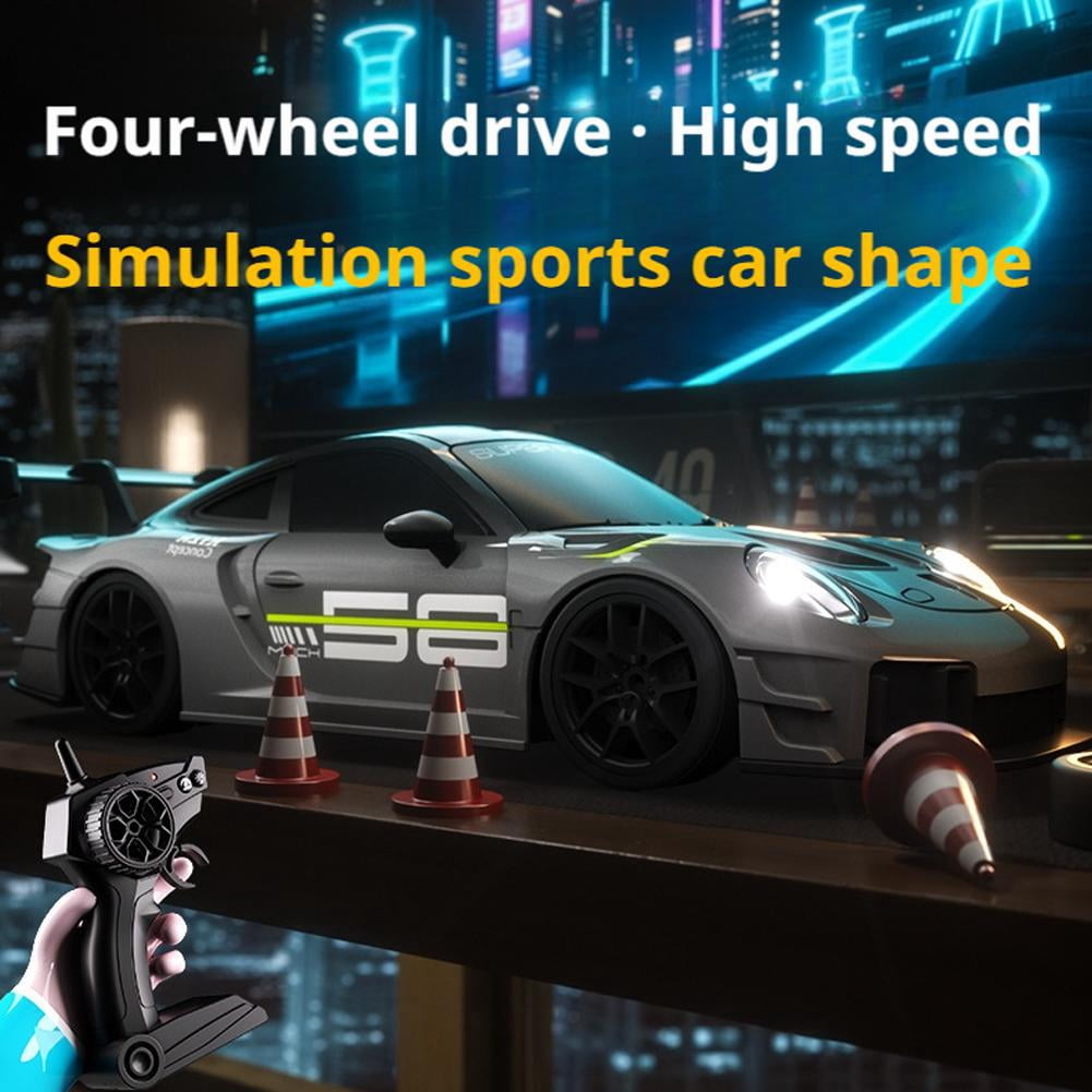 RC Drift Car,124 Scale RC Drift Car 4WD 2.4GHz 30KM/H High Speed Sport with LED Toy Lights,Two Cars