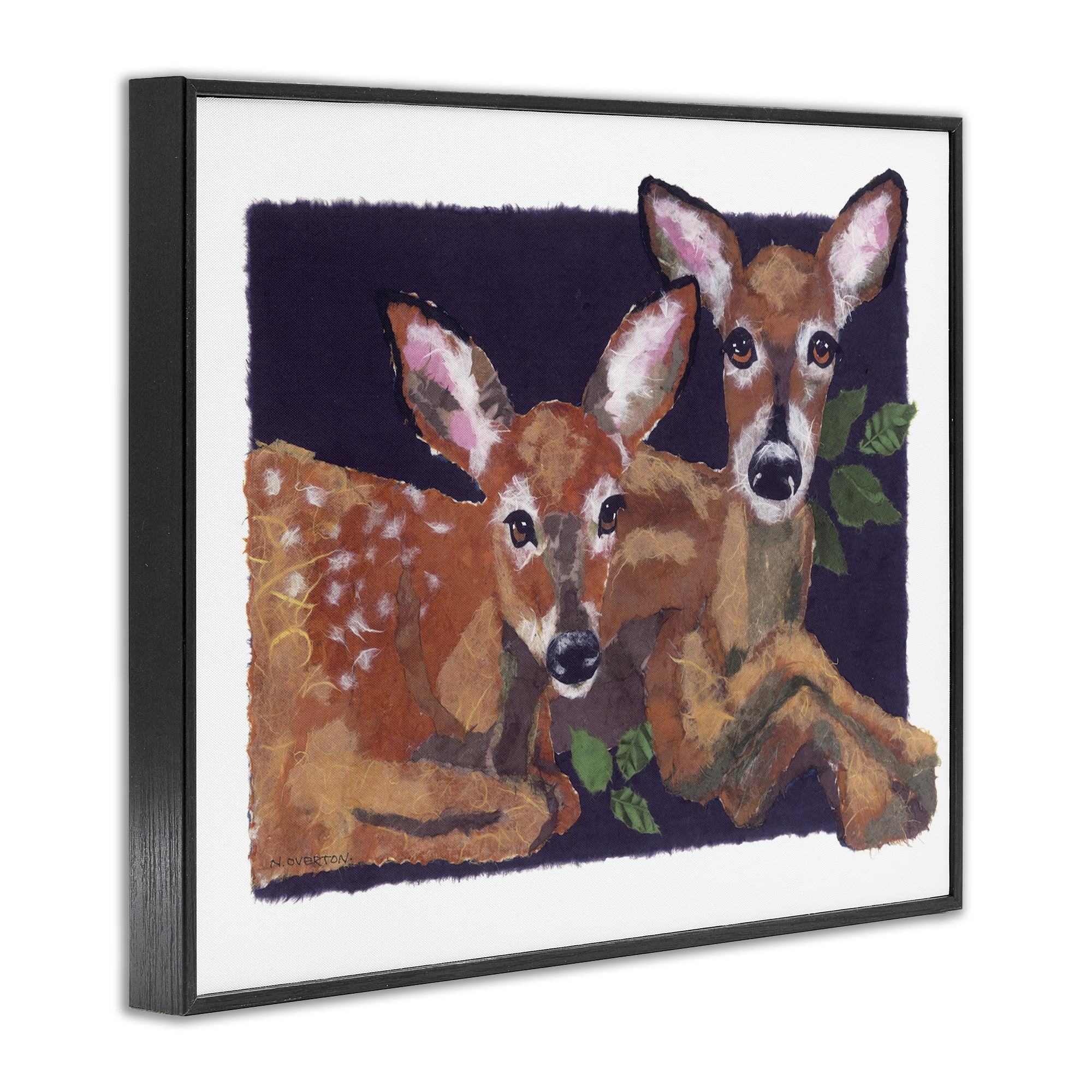 Stupell Industries Fawn Siblings Portrait Animals & Insects Painting Black Framed Art Print Wall Art, 30 x 24