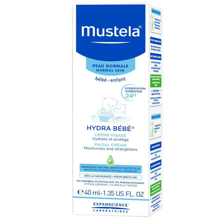 Mustela Hydra Bebe Crema facial – Hidratante diario para bebé con aguacate  natural, aceite de jojoba y manteca de karité – 1.35 onzas líquidas – El