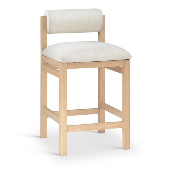 Meridian Furniture Roundhill Cream Linen Textured Fabric Upholstered Counter Stool