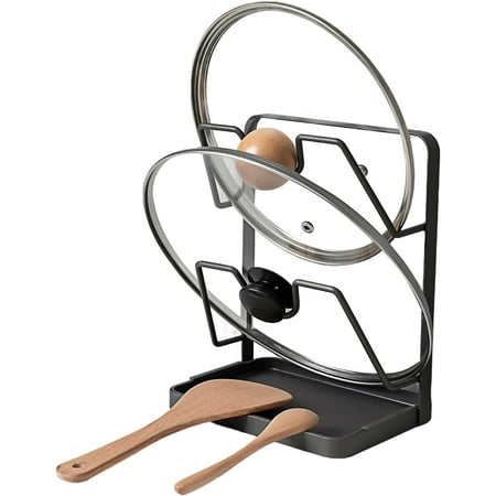 

Pot Lid Holder While Cooking Spoon Rest with Lid Holder (Dark Grey)