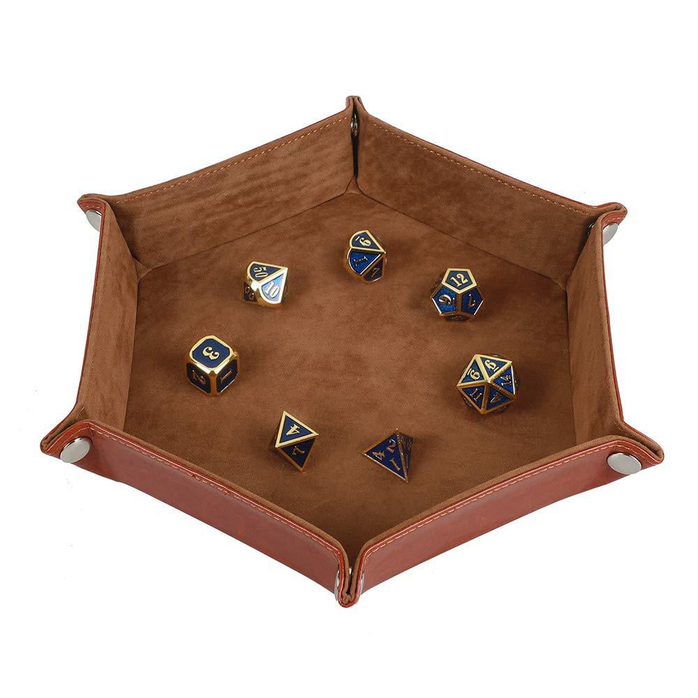 Dice Tray PU Leather Dice Rolling Tray Holder for Games Like RPG DND Drinking 