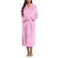 thumbnail image 2 of Women's Long Lapel Warm Bathrobe - Solid Color Thick Fitted Sleepwear Nightgown - Pink - XXL, 2 of 5