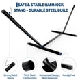 thumbnail image 2 of Support de Hamac Robuste de 12 Pi pour l'Extérieur – Cadre en Acier Robuste, Résistant aux Intempéries, 2 Personnes, Capacité de 450 Lb, Crochets et Chaînes – Patio, Cour Arrière – Noir, 12 Pi, 2 of 6