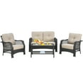 thumbnail image 2 of Costway 4PCS Patio Wicker Furniture Set Loveseat Sofa Coffee Table W/ Cushion, 2 of 10