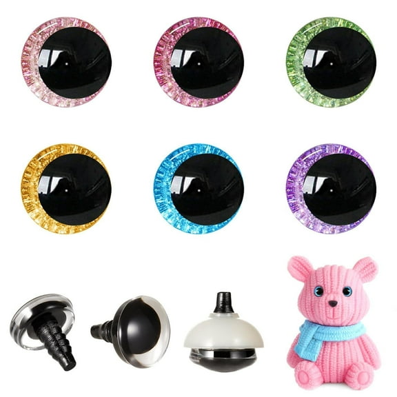60Pcs 18mm 3D Glitter Plastic Safety Eyes for Crochet Animals Craft Doll Eyes
