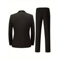 thumbnail image 2 of Solid Color Men'S 4pcs Suit Set with Shawl Collar, Single Button Jacket with Flap Pockets, Vest Black Strap Clips Pleated Trousers, Classic and Elegant Design, Perfect for Weddings Business Proms, 2 of 8