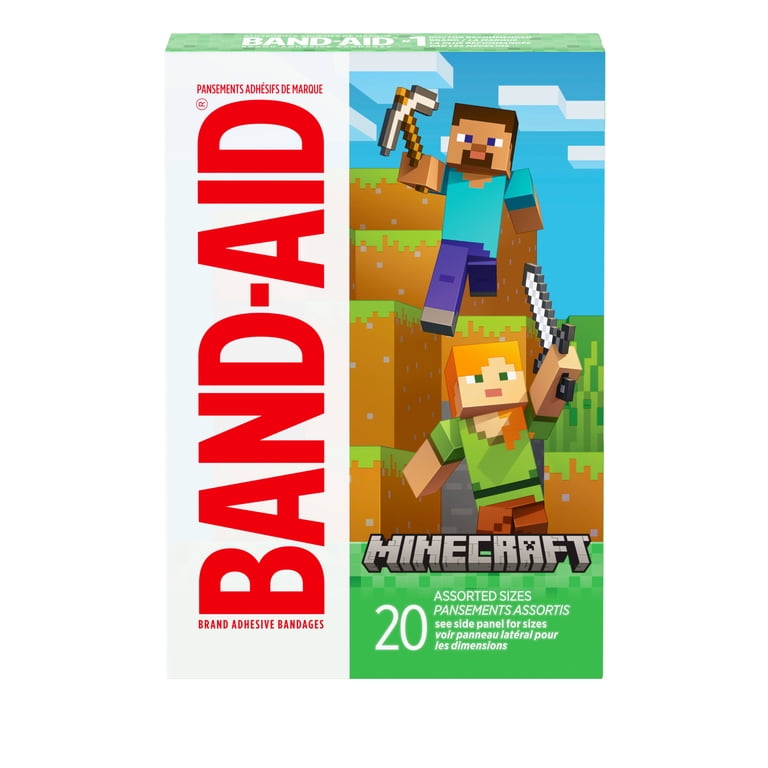 BAND-AID Brand Bandages for Kids, Minecraft Designs, Assorted, 20