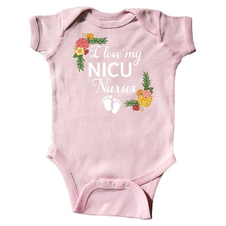 

Inktastic I Love My NICU Nurses with Baby Footprints and Flowers Gift Baby Boy or Baby Girl Bodysuit