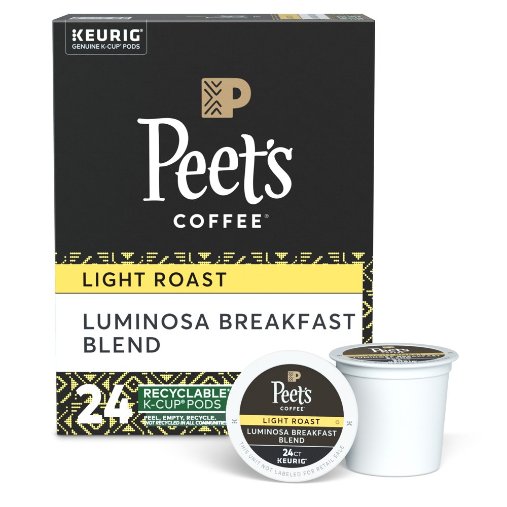 Peet's Coffee KCup Pods, Luminosa Breakfast Blend Light Roast (24