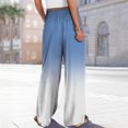 thumbnail image 7 of FUNUONY Wide Leg Pants Woman Flowy Palazzo Pants for Women High Waisted Summer Casual Gradient Trousers Fall Outfits 2025 2025 Summer Beach Culottes Casual Trousers for Vacation Light Blue L, 7 of 7