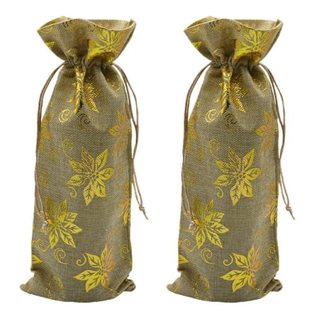 

2Pcs Wine Bags Gift Bags Wine Bottle Cover Wrapping Reusable Drawstring Bags