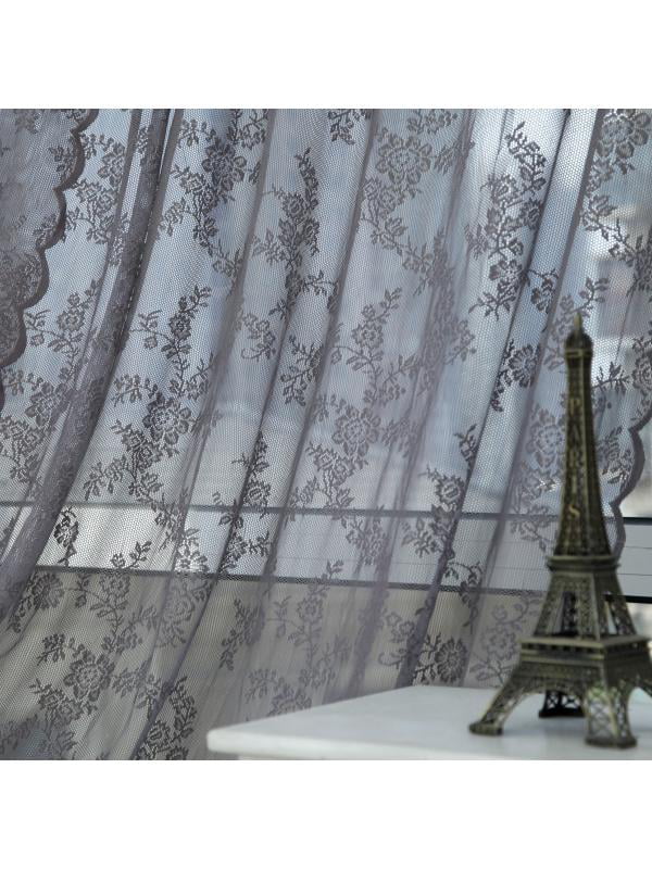 Embroidery Window Panel Drape Sheer Floral Lace Sheer Rod Pocket Curtain Panel 