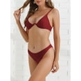 thumbnail image 2 of DARING DIVA Women's Halter Underwire Bikini Sets Spaghetti Straps X-Small Wine Red, 2 of 6