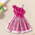thumbnail image 2 of Coerni Girls One Shoulder Flower Girl Dress Kids Toddler Lace Tulle Tutu Long Dress Princess Dresses Sequin Tulle Ball Gown, 2 of 6