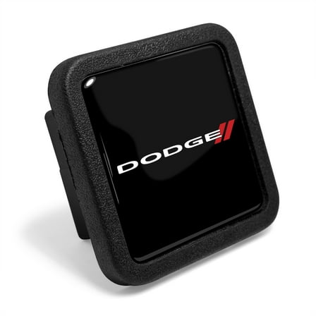 iPick Image for Dodge Black Rubber Heavy-Duty 2" Trailer Tow Hitch Receiver Cover for Class 3 and Class 4, Official Licensed