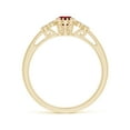 thumbnail image 2 of ANGARA Natural Aeon Ruby Solitaire Milgrain Engagement Ring with Trio Accents in 14K Yellow Gold for Women (Size-6x4mm) | July Birthstone, Anniversary, Jewelry Gift for Women | Natural Ruby Ring, 2 of 9