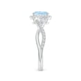 thumbnail image 3 of ANGARA Natural Oval Aquamarine Twisted Vine Ring with Diamond Halo in 14K White Gold for Women (Size-7x5mm) | March Birthstone, Birthday, Anniversary, Jewelry Gift for Women | Natural Aquamarine Ring, 3 of 10