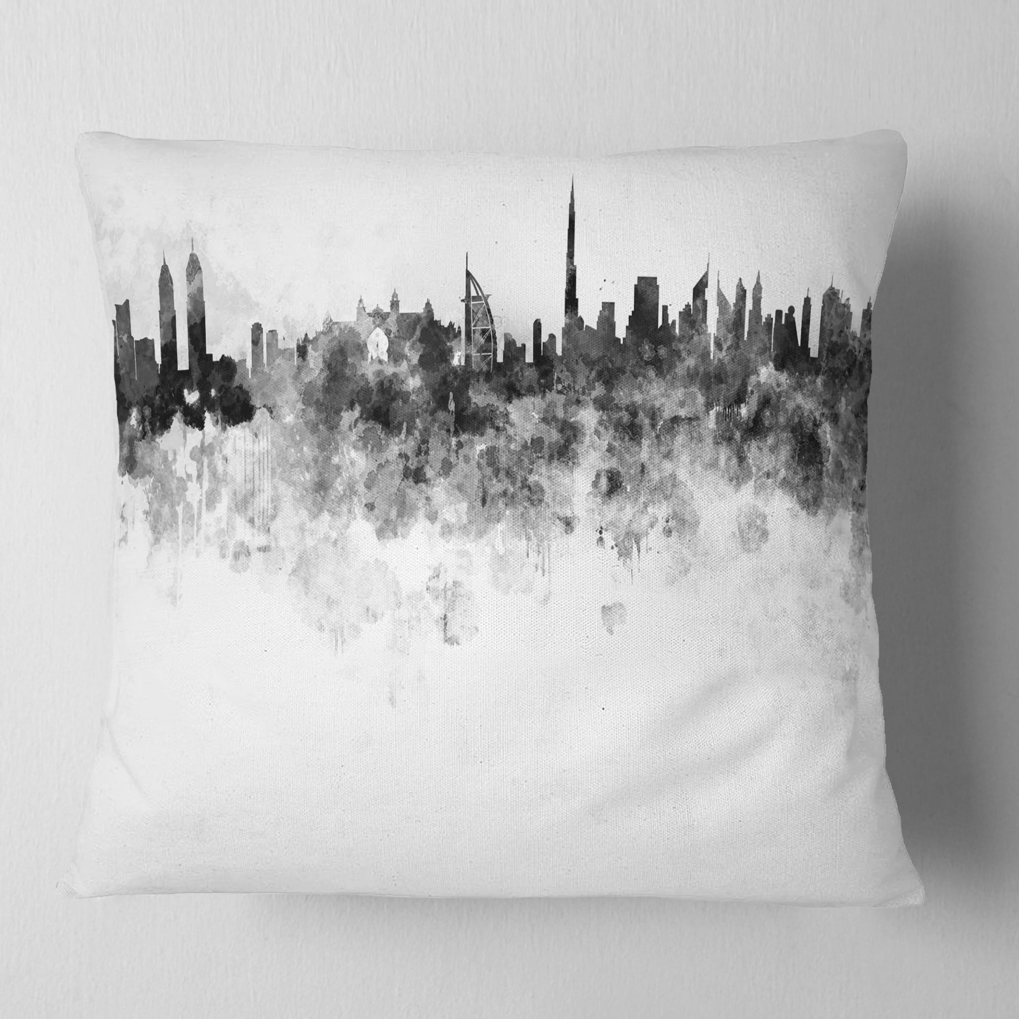 Designart Dubai Skyline - Cityscape Throw Pillow - 18x18