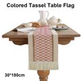 thumbnail image 2 of 1pcs Chemin de Table, Chemin de Roulement BohoTable Vintage Coton Tissé Décorations de Table en Lin avec Pompon pour les Vacances de Fête à Manger (30x180cm), 2 of 5