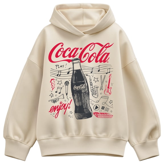 Coca-Cola - Music Doodles - Women's Oversized Fleece Hoodie Sweatshirt