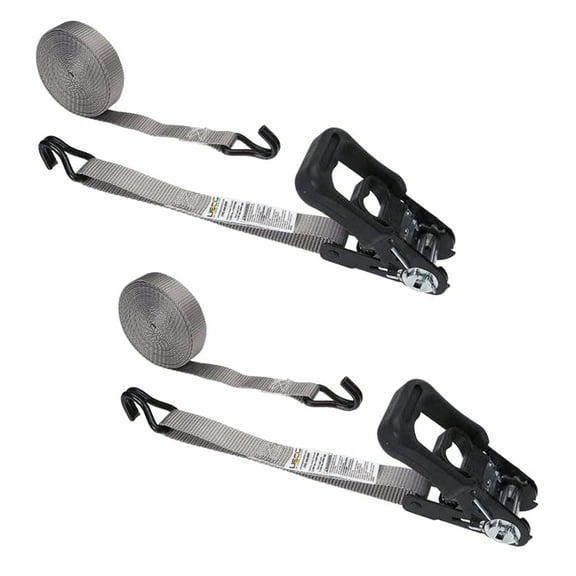 1" x 15' Rubber Coated Ratchet Strap w/ Vinyl Coated Wire Hooks - 2