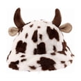 thumbnail image 1 of Sombrero tipo cubo de vaca con cuernos de mujer – Gorro de sol de pesca grueso y cálido de otoño invierno, gorro de senderismo de playa de poliéster ligero y plegable, 1 of 1