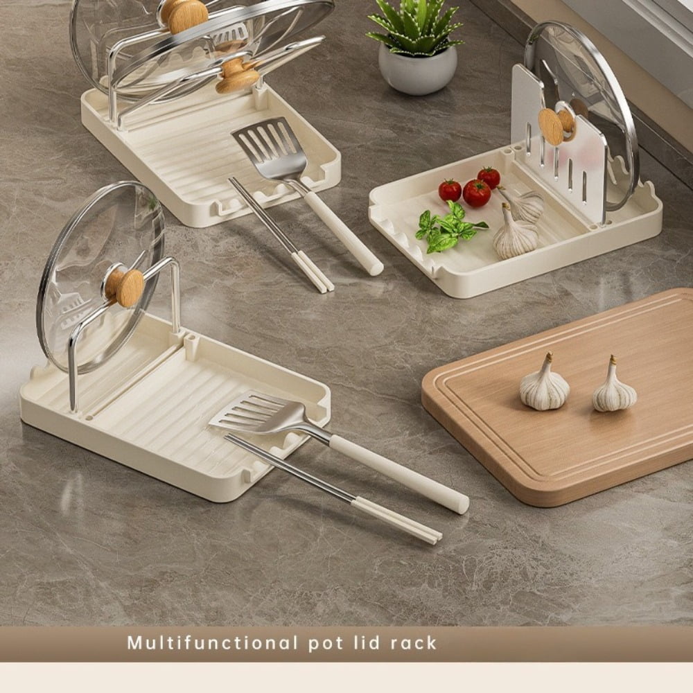 Multifunctional Pot Lid Organizer - Countertop Kitchen Utensil Holder for Lids, Spatulas & Utensils