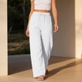 thumbnail image 2 of Women's High Waist Elastic Rayon Wide Leg Pants Casual Flowing Beach Trousers With Side Pockets Loose Breathable Summer Relaxed Fit, 2 of 9