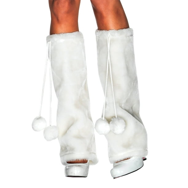 White Furry Leg Warmers Adult Halloween Accessory