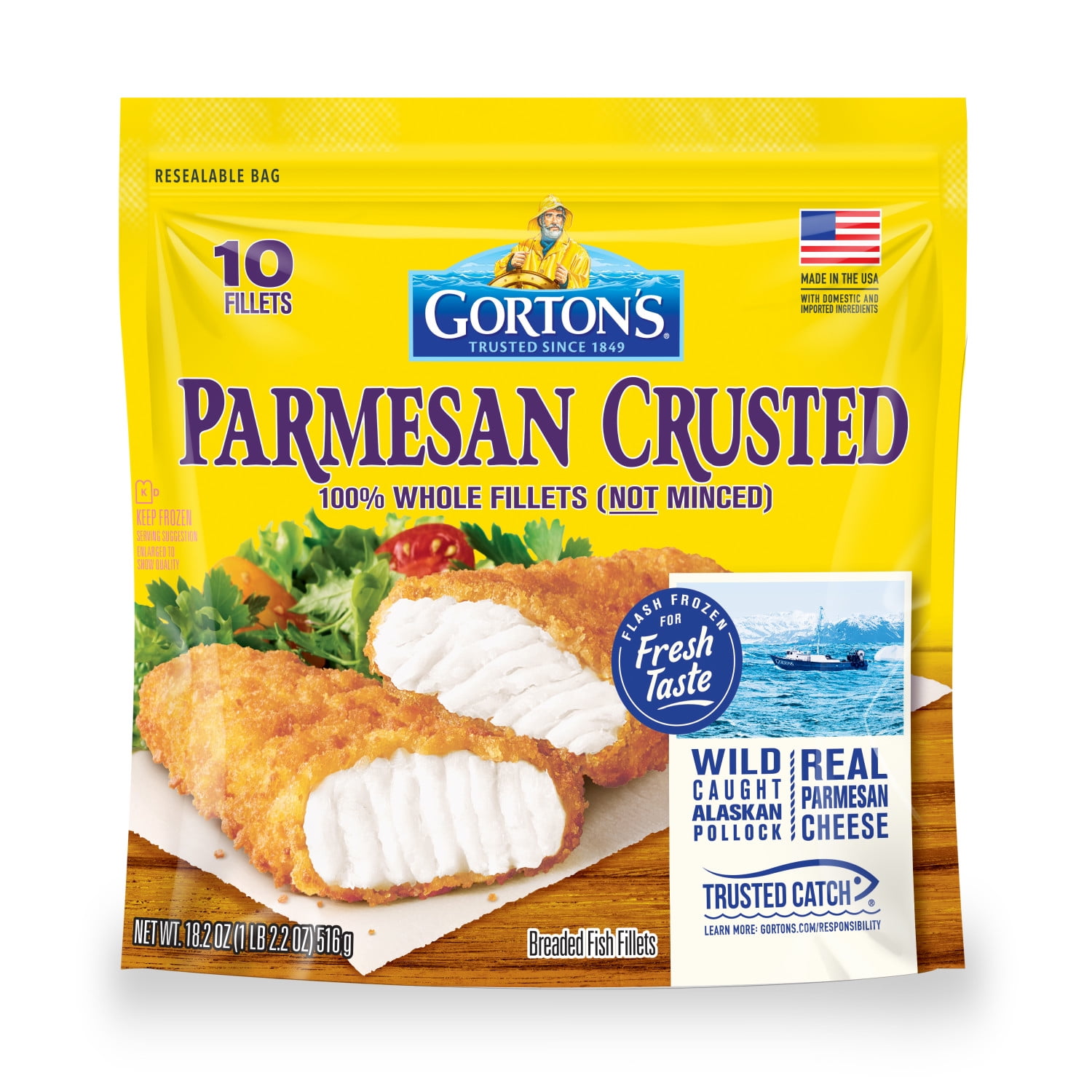 Gorton’s Parmesan Crusted Wild Caught Alaskan Pollock Fillets, 10 Count