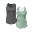 thumbnail image 2 of SHOWMALL Women's Plus Size Flowy Tank Tops 2 Pack, Cute Daisy Floral Loose Fit Summer Shirts, Scoop Neck Sleeveless Tops -Gray & Daisy Green 5X, 2 of 8